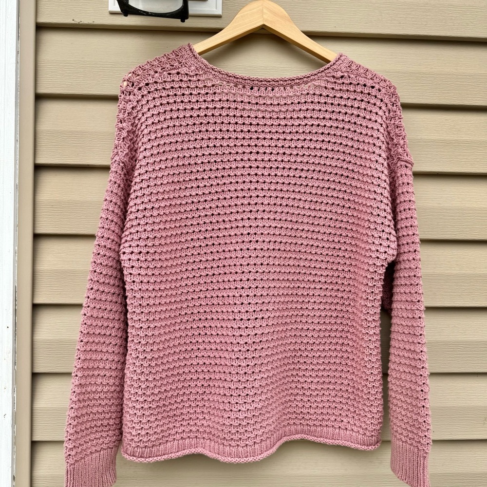 Madewell Cropped Open-Knit Sweater in Dusty Rose - Picture 5 of 9
